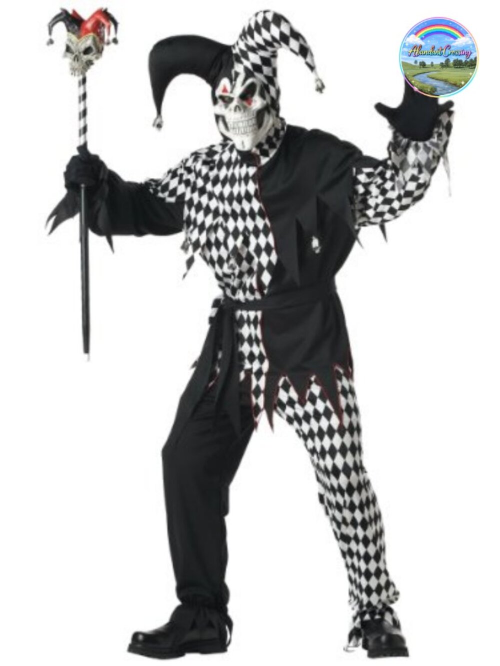 Adult Dark Jester Halloween Costume Polyester Interlock Knit Set